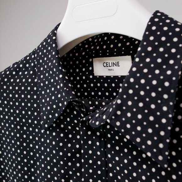 *SOLD* Celine Black Polkadot Button-Up - Picture 4 of 9